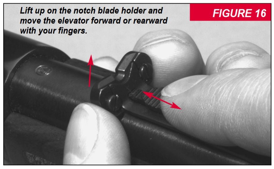 9422 and 9417 Lifting notch blade holder to adjust Figure 16