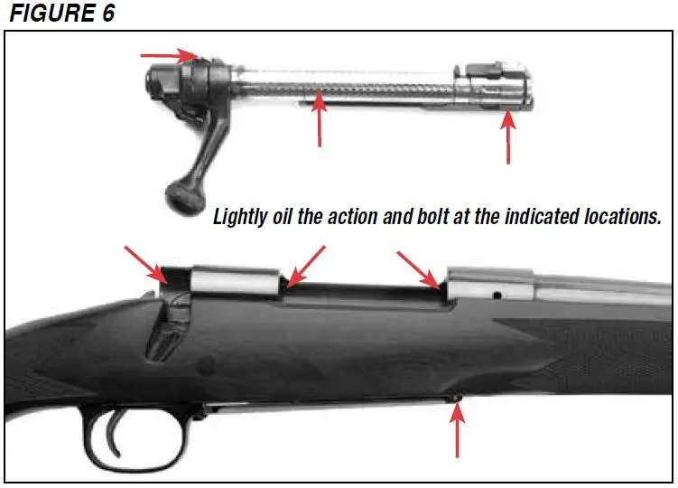 Model 70 Rifle Bolt and Action Oil Locations Figure 6