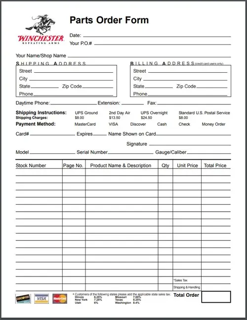 Parts Order Form