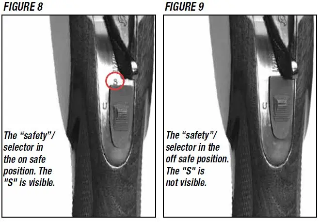 Model 101 Shotgun Safety On Off Figure 8 and 9