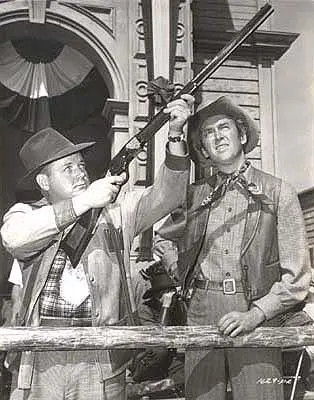 Herb Parsons and Jimmy Stewart on the set of “Winchester ’73.”